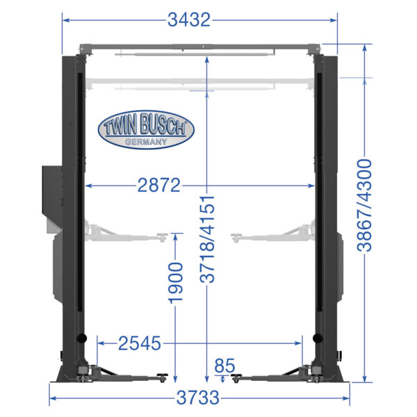 TW242CEB4.3-400-G: 2 Säulen Hebebühne 4.2 t - barrierefrei - Comfort-Line - Grey-Line – Bild 6