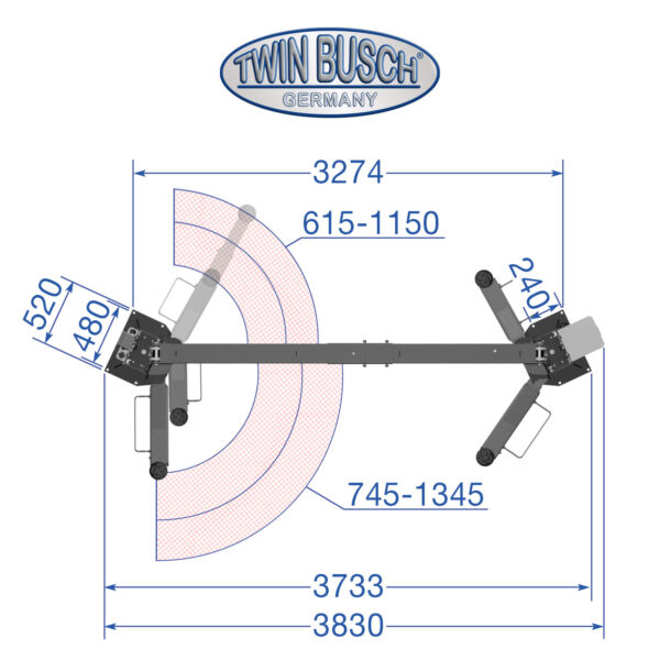 TW242CEB4.3-400-G: 2 Säulen Hebebühne 4.2 t - barrierefrei - Comfort-Line - Grey-Line – Bild 5