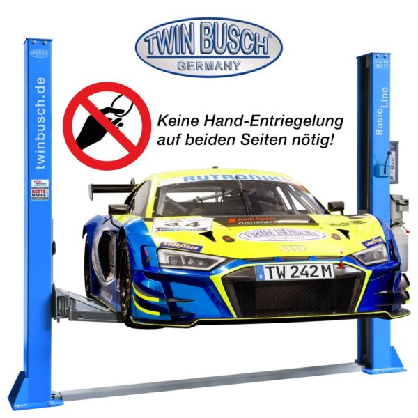 TW242M-230: 2 Säulen Hebebühne 4.2 t - BASIC LINE - halbautomatische Entriegelung